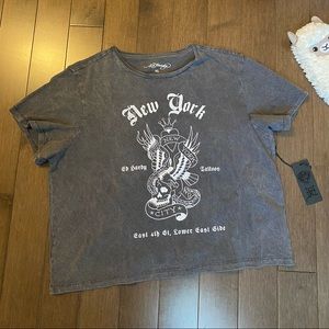 Ed Hardy New York City Skull Tee Top XL charcoal